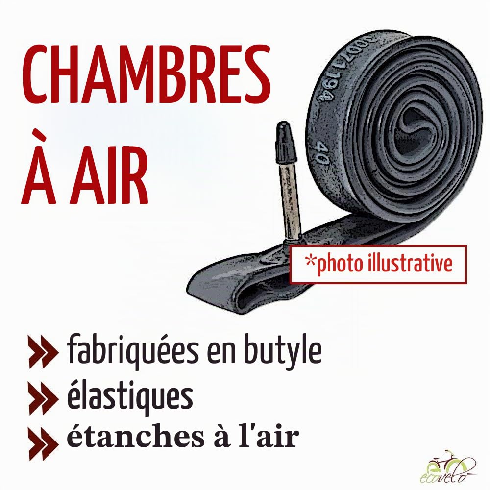 DEESTONE 2 Chambres et + 2 Pneus bianco-nero pour fauteuil roulant 24 x 1 3/8 (37 – 540) BN