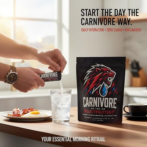 Miniatura 5 de Polvo de hidratación prémium para dieta carnívora, soporte equilibrado de electrolitos, cero azúcar, cero carbohidratos, apto para dieta cetogénica,