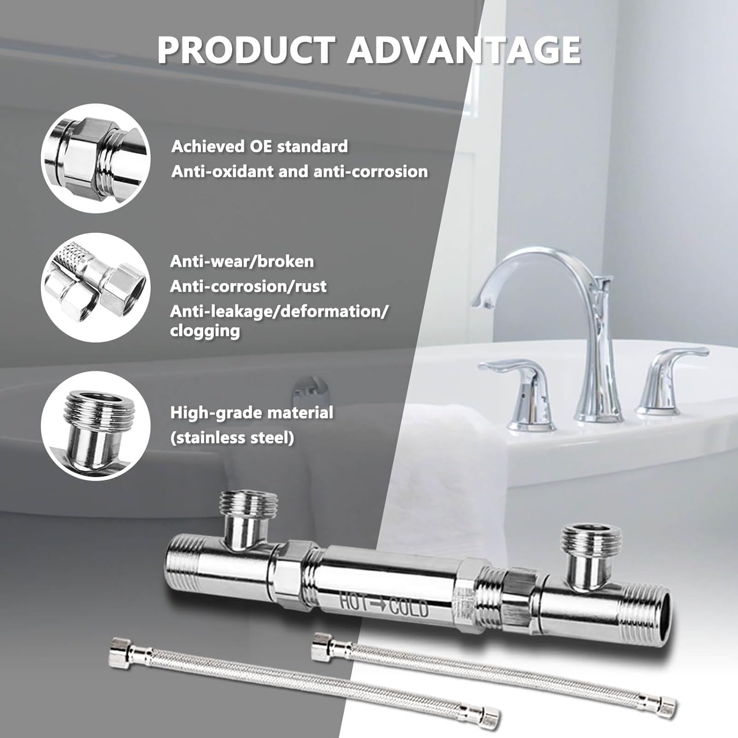 Sensor Valve Kit for Instant Hot Water Recirculating Pump Bypass Valve 304 Stainless Steel Directly Replace The Old Plastic Version