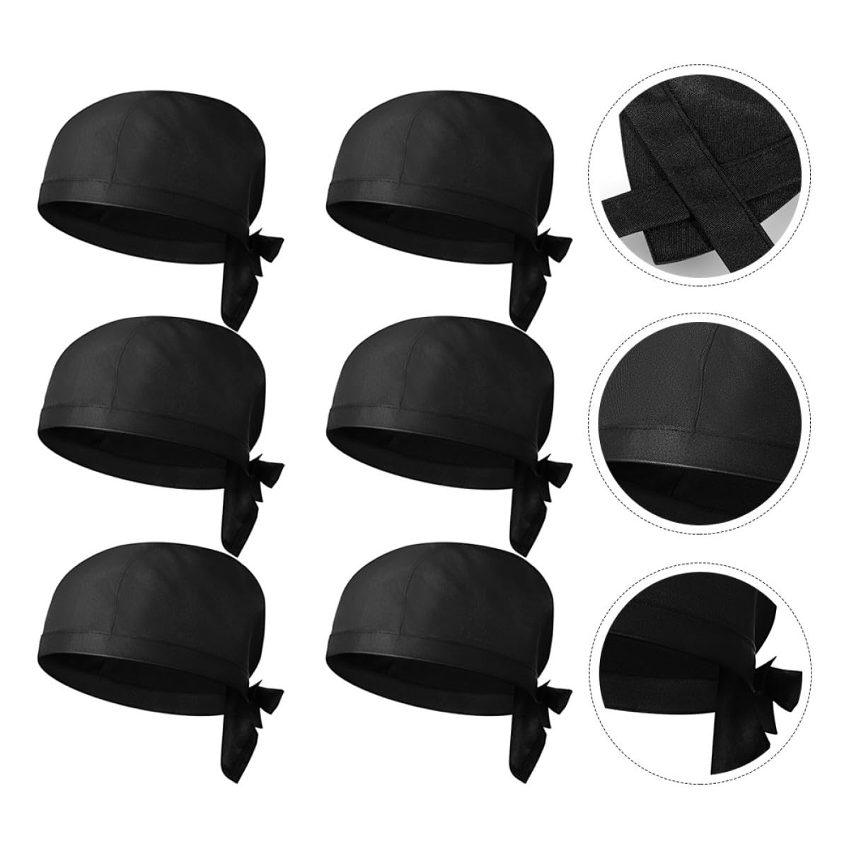 Gorro de Chef de Cocina Negro 8 Piezas de Algodón Estilo Japonés Unisex | Cocina y Comedor, Diseño Creativo y Simple, Ajuste al Cuero Cabelludo, Uniforme de Restaurante