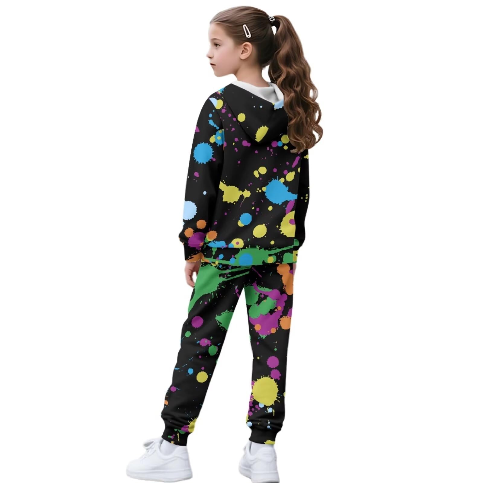 Set da jogging da ragazza 2 pezzi Oufits giacca a maniche lunghe con cappuccio da ragazza felpa sportiva con cappuccio alla moda tuta per bambini 6-15 anni