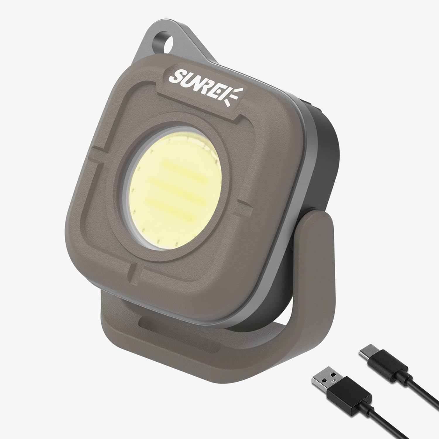 SUNREI Mini luz LED portátil recargable magnética giratoria 180 ° 500 lm dos colores temperatura magnética y gancho IPX5 impermeable para camping reparación de coches