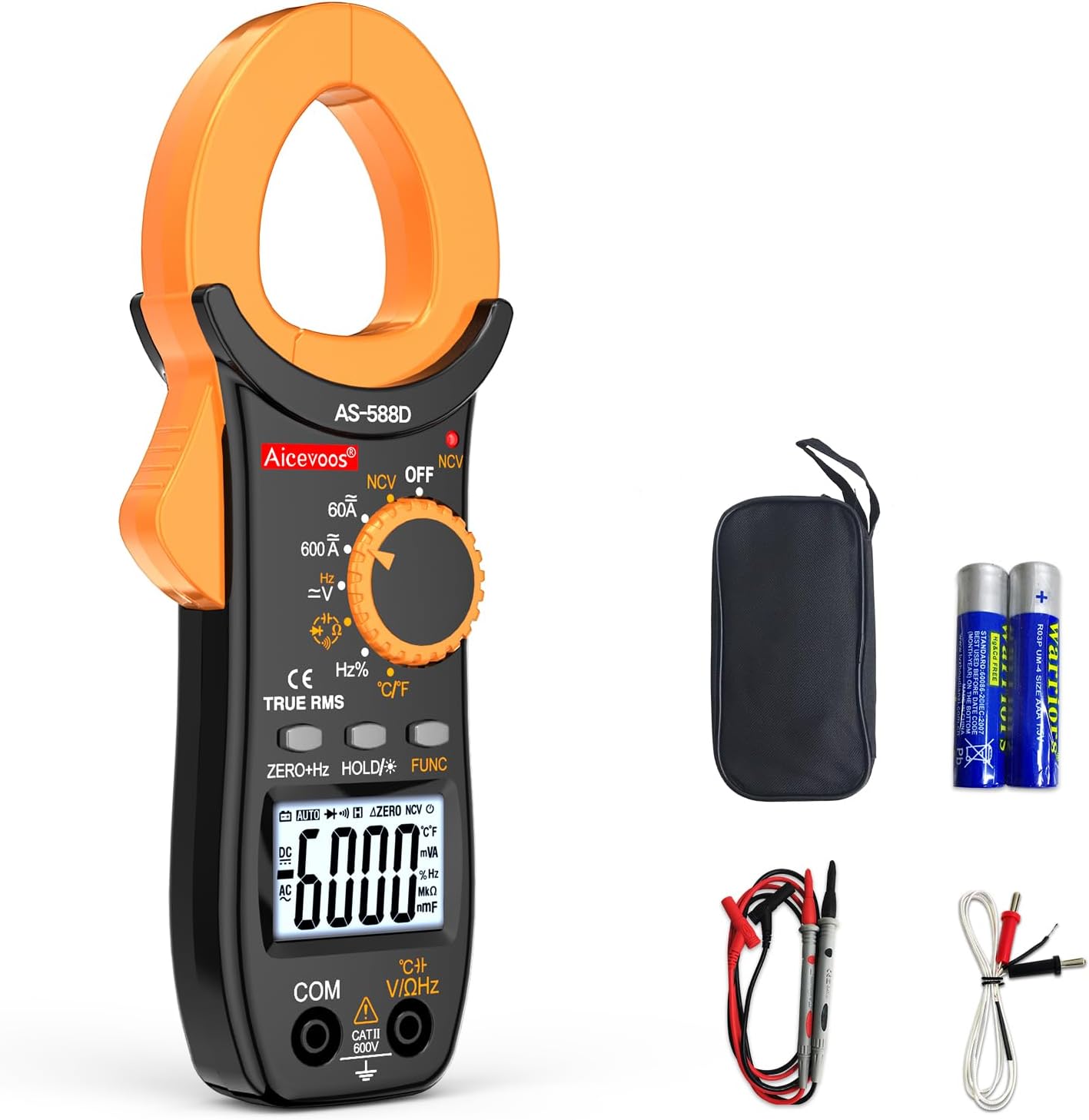 Pinza Amperometrica Professionale AC/DC - Misura Fino A 600A, Multifunzione Con True RMS - Foto 12