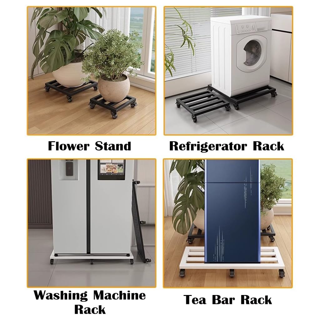 Bandeja rodante para plantas con soportes metálicos desmontables para macetas y acuarios, base de hierro EasyMove, color blanco, 40 x 40 cm, accesorio de jardín ideal para uso doméstico y exterior.