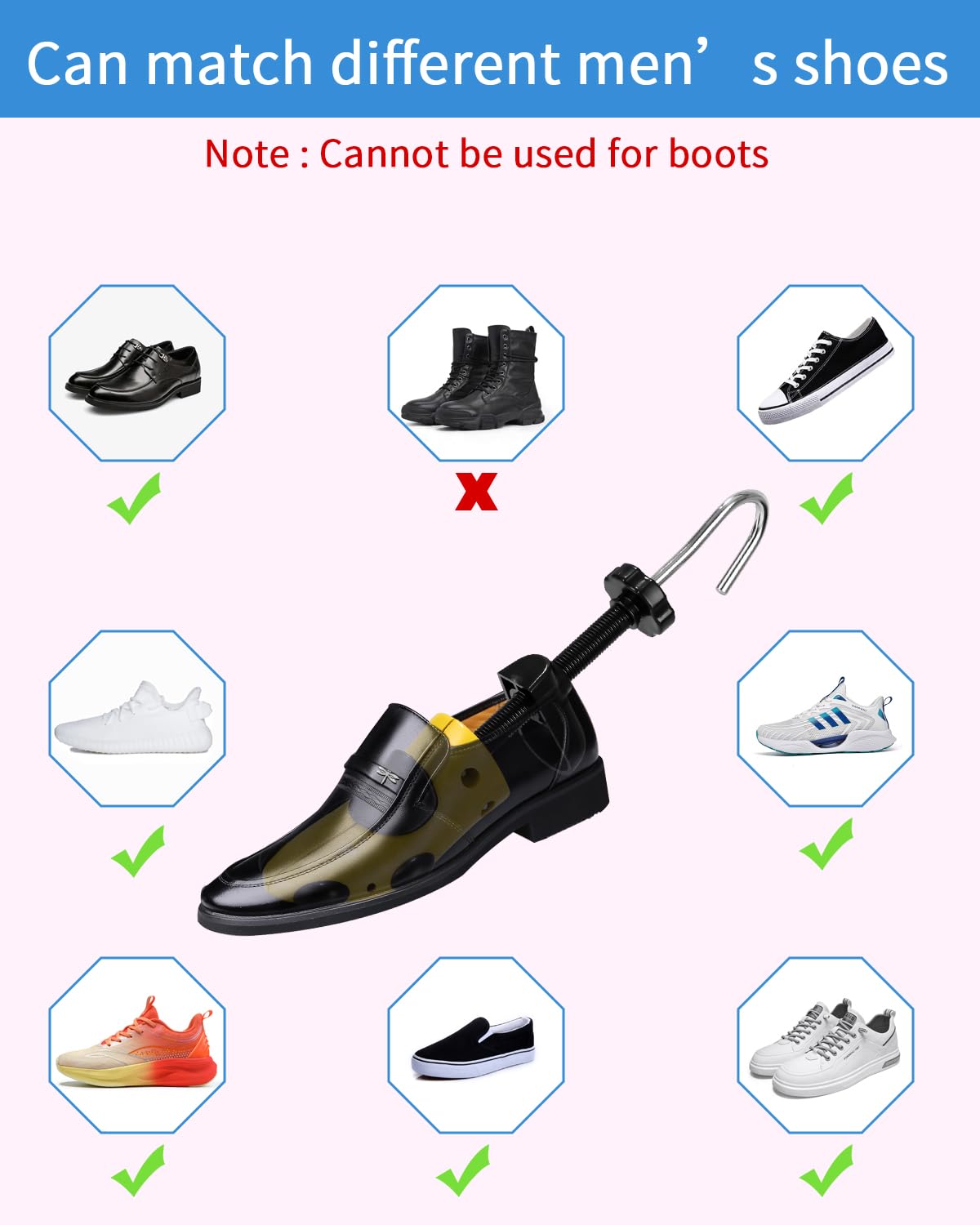 Ensanchadores De Zapatos Ajustables 2PCS, Horma Para Zapatos Hombre Mujer, Robusta Ensanchar Zapatos Con Calzador
