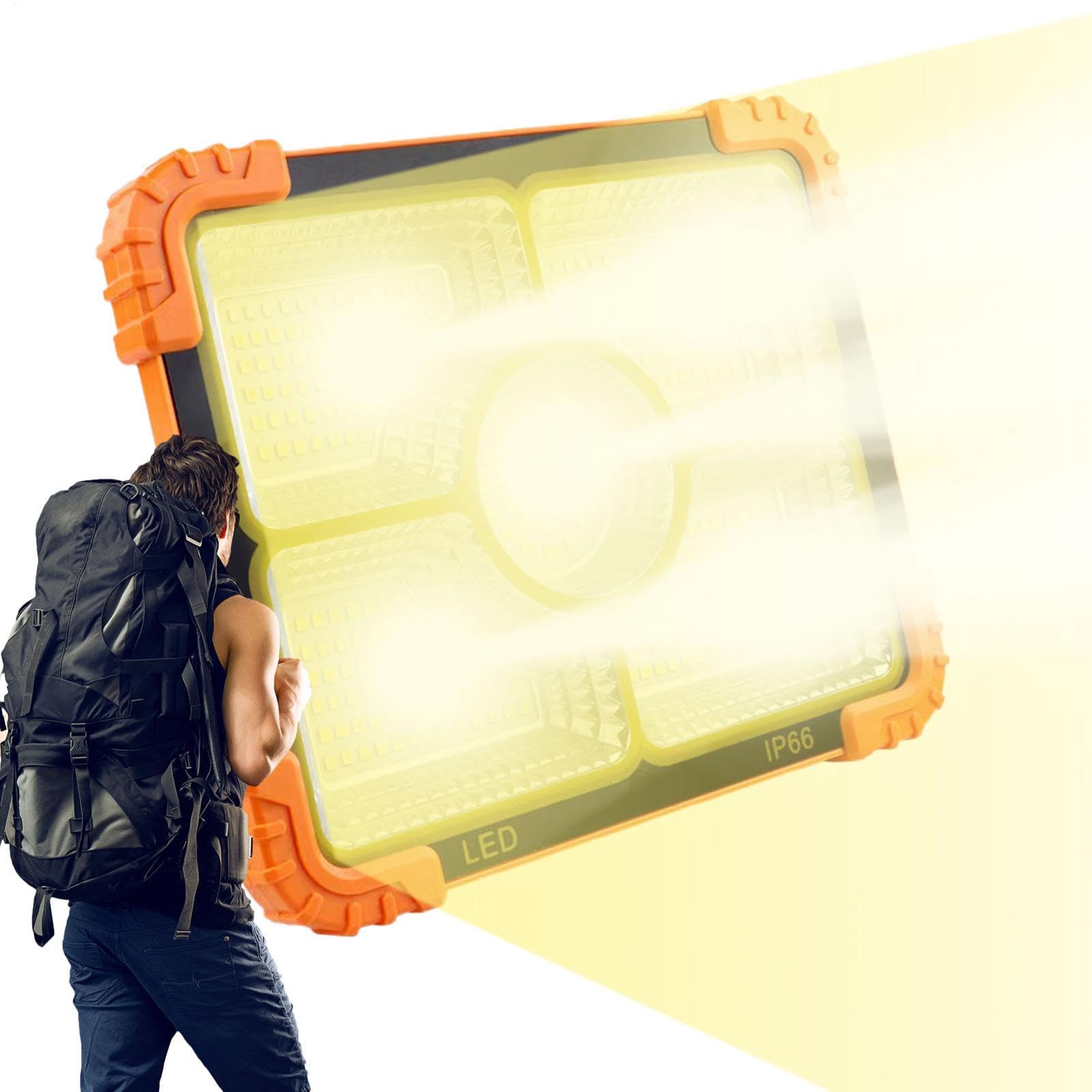 Luce Da Lavoro LED Ricaricabile Faretto Esterno Impermeabile, Lampada Terra | Lampada Da Lavoro Solare Luminosità Regolabile Impermeabile Per Cantiere Riparazione Auto Campeggio Soccorso
