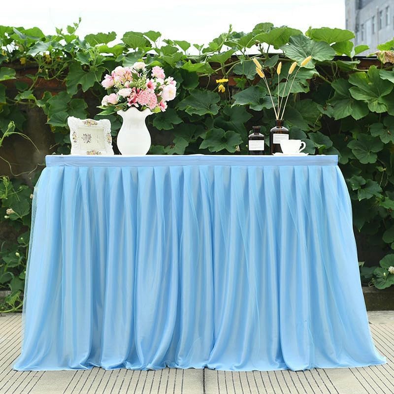 6 stóp x 77 cm 2 warstwy różowy niebieski biały puszysta siatka tutu tiulowa spódnica na stół szyfonowa spódnica na wesele na baby shower plisowana spódnica na stół