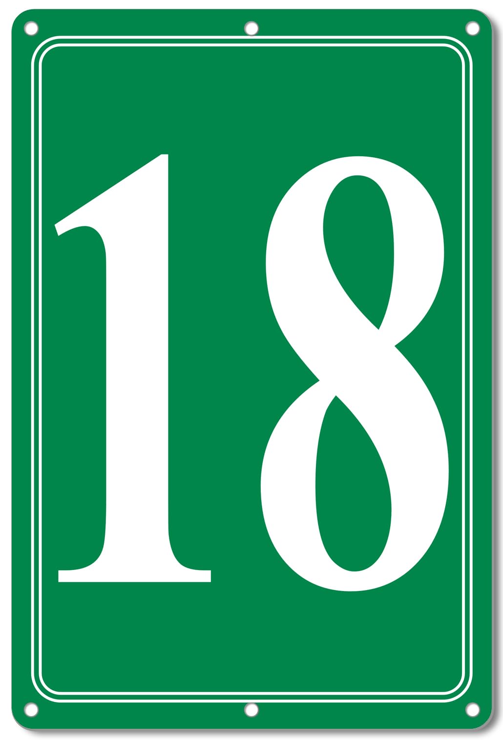 i-CowFun Premium Aluminum Number Signs 18, Metal 12" X 8" Green Numbered Signs Outdoor for Parking Lots, Floor, Dock, Court, Aisle, Field, High
