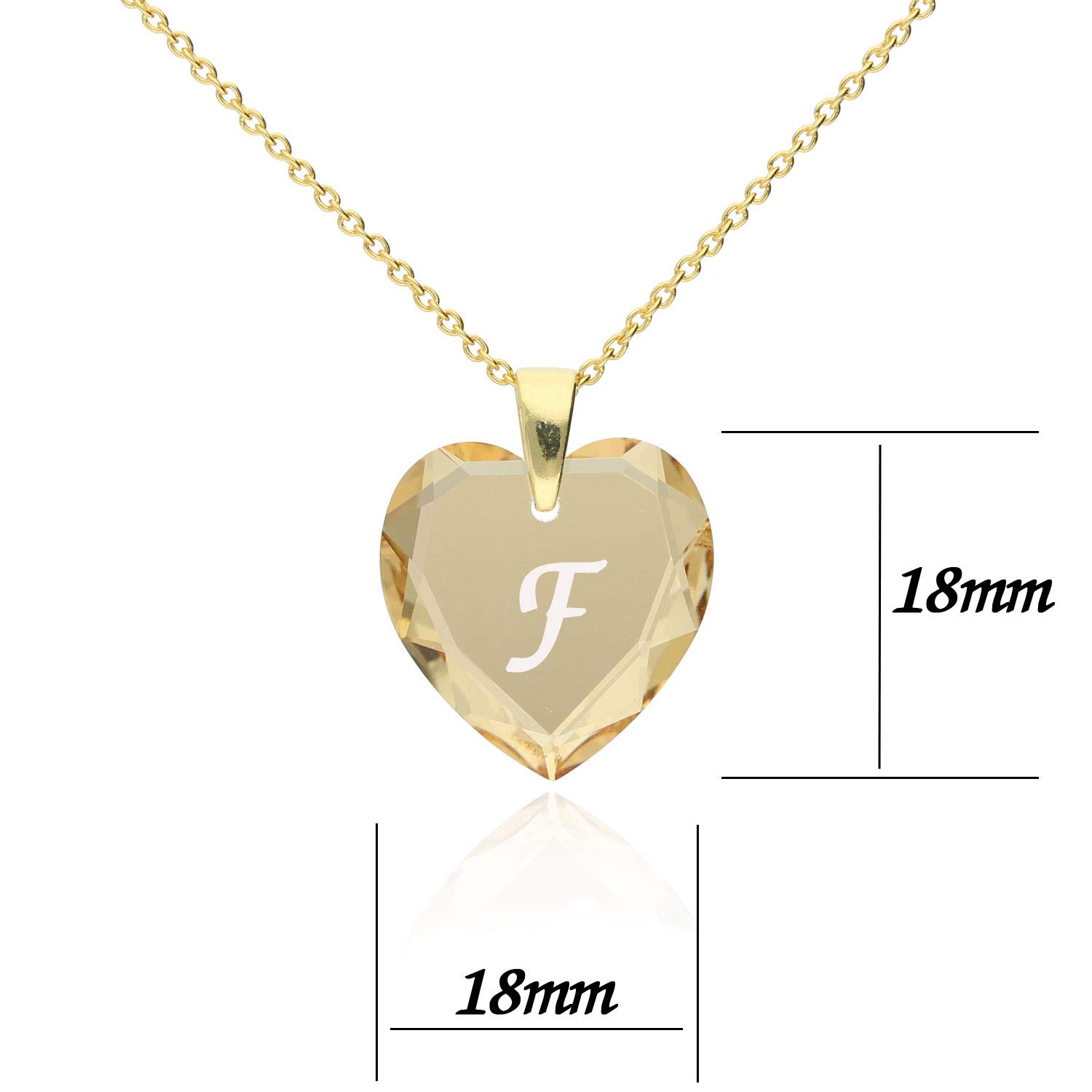 Damen Halskette 925 Silber vergoldet mit SWAROVSKI ELEMENTS Herz Anhänger und Buchstabengravur A - Z, Herzkette als Geschenk für die Frau, Freundin oder zum Valentinstag