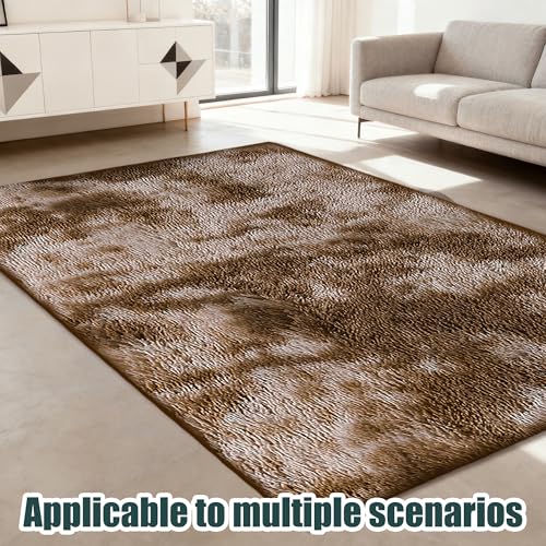 Tapis de salon marron qui ne perd pas ses poils grand format épais - 3