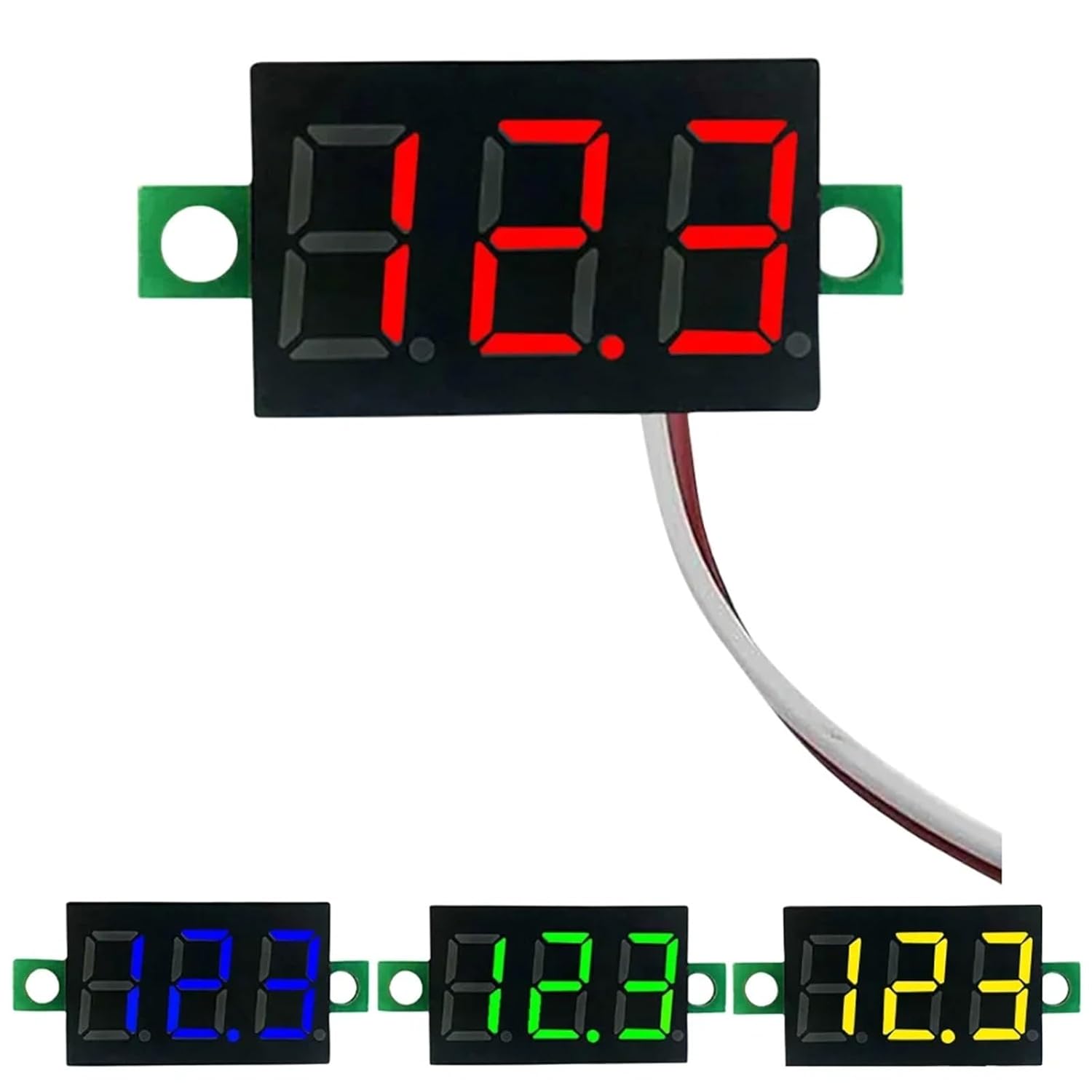 2 Wires Digital Voltmeter LED Screen Meter DC .5V-40V Voltage Tester Pressure Measurement Power Tool(Red,1PC)