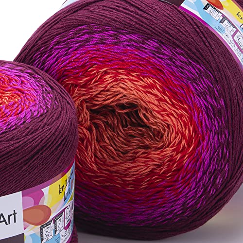 Image of YarnArt Cotton Acrylic Blend - 55% Cotton 45% Acrylic 250gr 1094yds Multicolor Rainbow Crochet Yarn - Fine Sport Yarn - Skein (310)