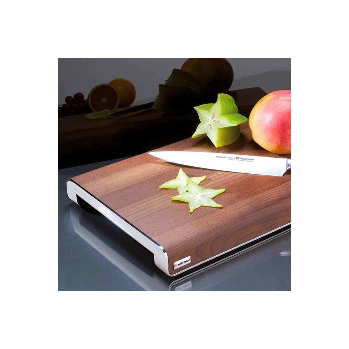 WÜSTHOF Tabla de cortar de haya y acero inoxidable de 40,64 cm