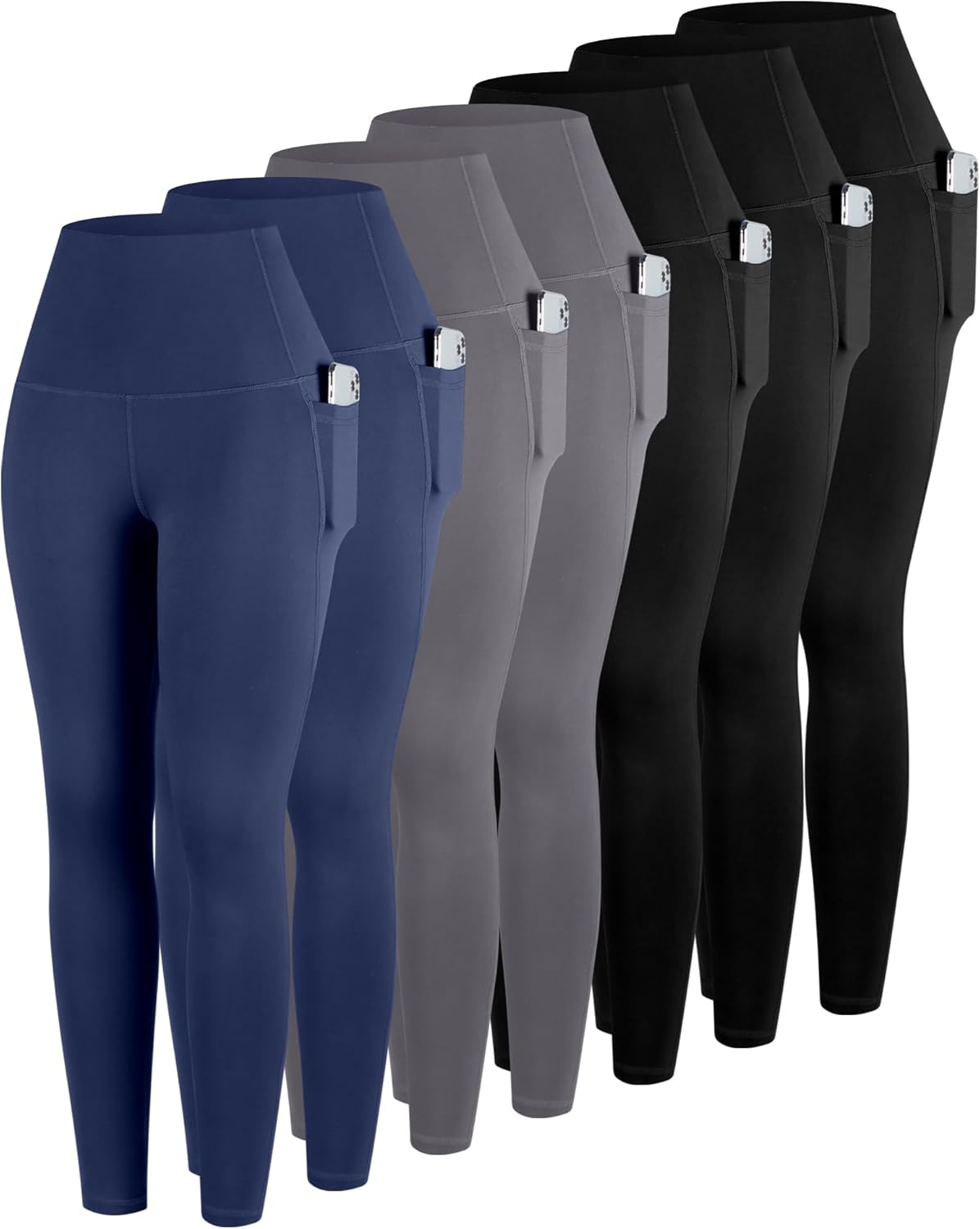 ATHVOTAR Leggings with Pockets for Women, 7 Packs High Waisted Workout Tummy Control Yoga Pants