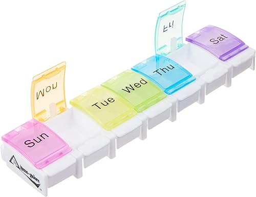 Miniatura 2 de Organizador semanal de pastillas de 7 días con diseño abierto de primavera y grandes compartimentos para contener medicamentos, vitaminas y