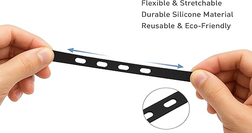 Miniatura 3 de Paquete de 50 bridas de goma  Lazos organizadores de cables de datos resistentes  Organizador de acordes de carga multiusos y bridas reutilizables