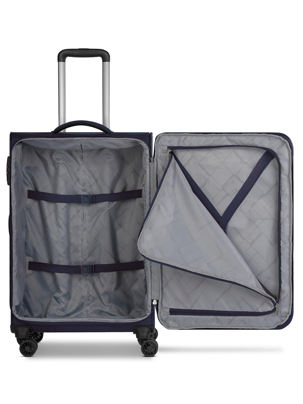 Set di valigie morbide, 3 pezzi, trolley da viaggio in poliestere robusto di alta qualità, per uomo e donna, 4 ruote doppie e lucchetto TSA, serie Chicago, blu scuro, Kofferset (3-teilig)