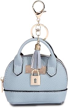 Mini Bag Keychain Tote Cute Leather Coin Pouch Creative Wallet for Women Girls Purse Handbag Decor Zipper Coin Purse Christmas Gift Blue