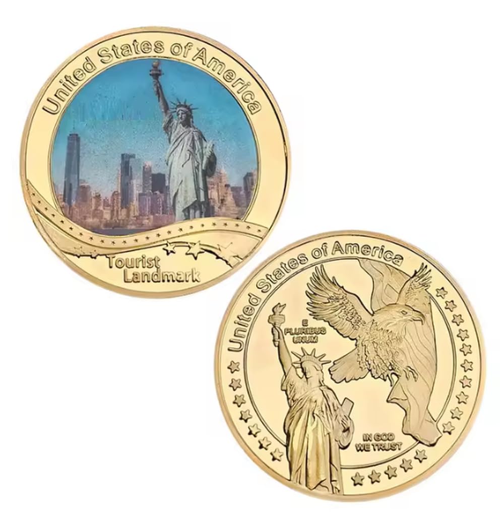 Monedas Conmemorativas Monumentos Turísticos Americanos Arquitectura Moneda De Desafío Moneda Coleccionable Chapada En Oro Moneda Conmemorativa Regalo De Recuerdo 5 Piezas/Juego