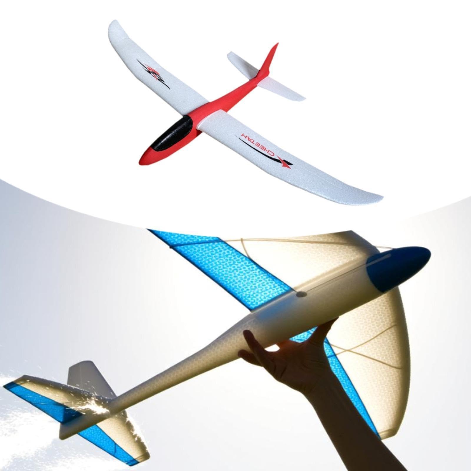 Avión de Juguete Planeador de Espuma Lanzamiento Manual Gran Aerodinámica Flexibilidad Juego Infantil Apto para Fiestas Cumpleaños Viajes Exterior, Rojo