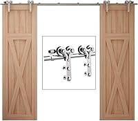 Vista 64 de TSMST Kit de herrajes para puerta corrediza de granero de 6 pies, riel de acero inoxidable de servicio pesado resistente con montaje superior