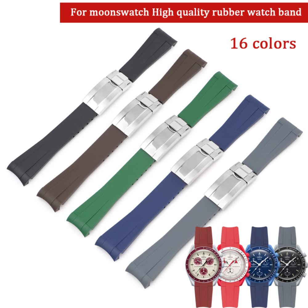 Stanchev Cinturino in silicone senza spazi per Omega x Swatch MoonSwatch/Rolex Watch/SEIKO Watch, cinturino di ricambio per orologio Omega x Swatch MoonSwatch Speedmaster da 20mm