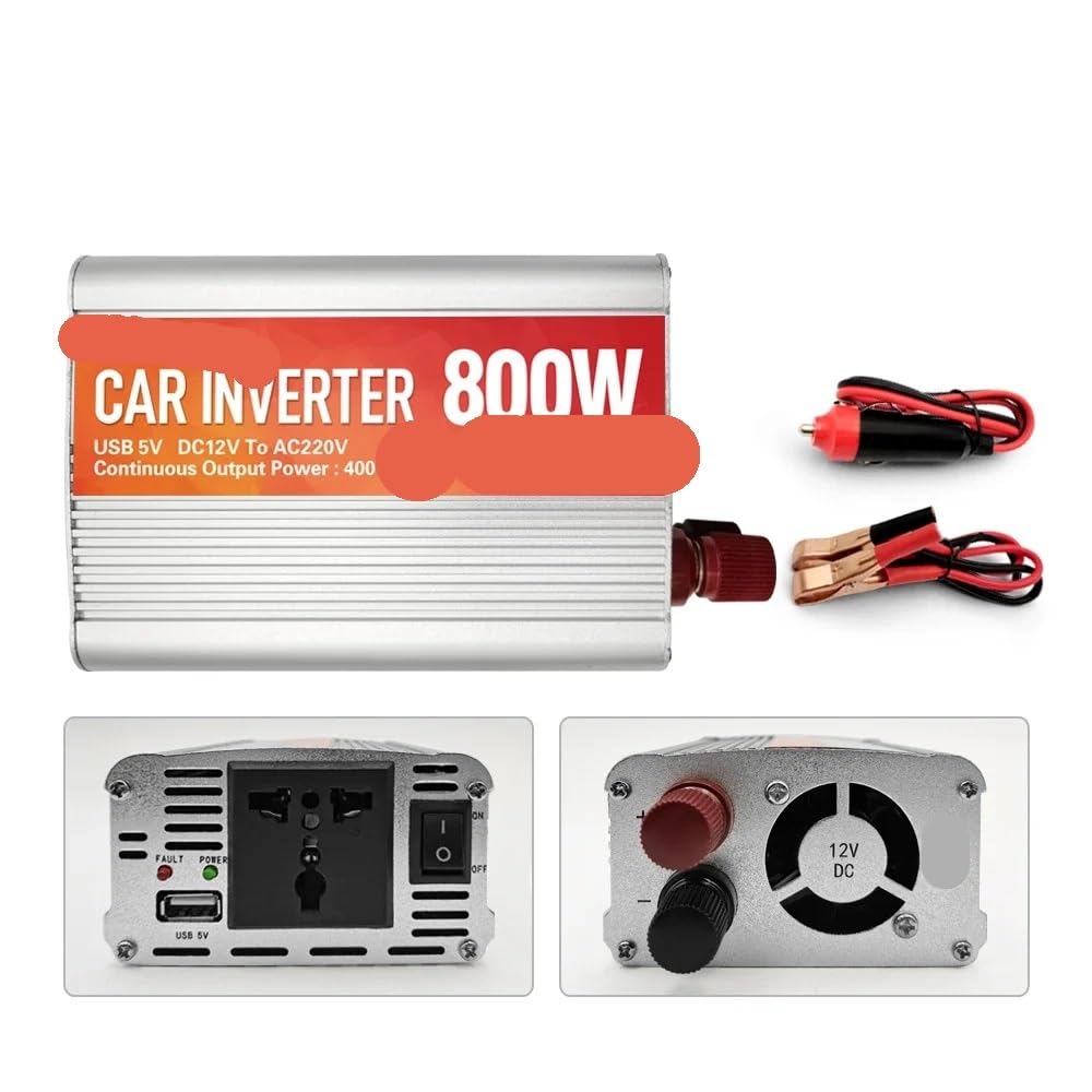 Inversor de Corriente alterna for Coche de 12 V, 200 W a 1000 W, con Cargador de Onda sinusoidal USB de 5 V.(800W)