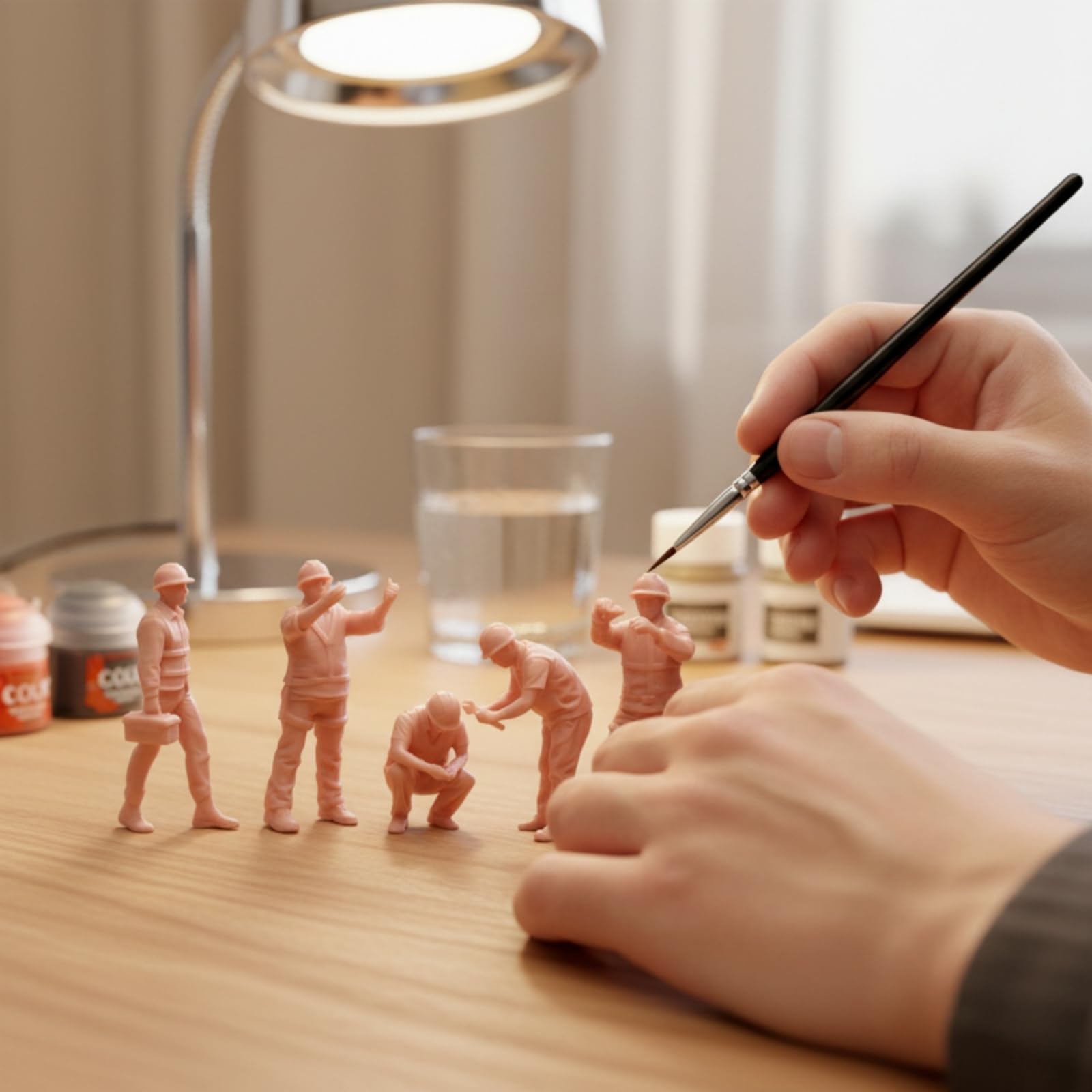 Manutenzione Operai Figure Personaggi Modelli Diorama Miniatura in Resina Dinamiche con Caschi E Tute da Lavoro Adatti per Plastici Ferroviari Scenari, Modello Colorato