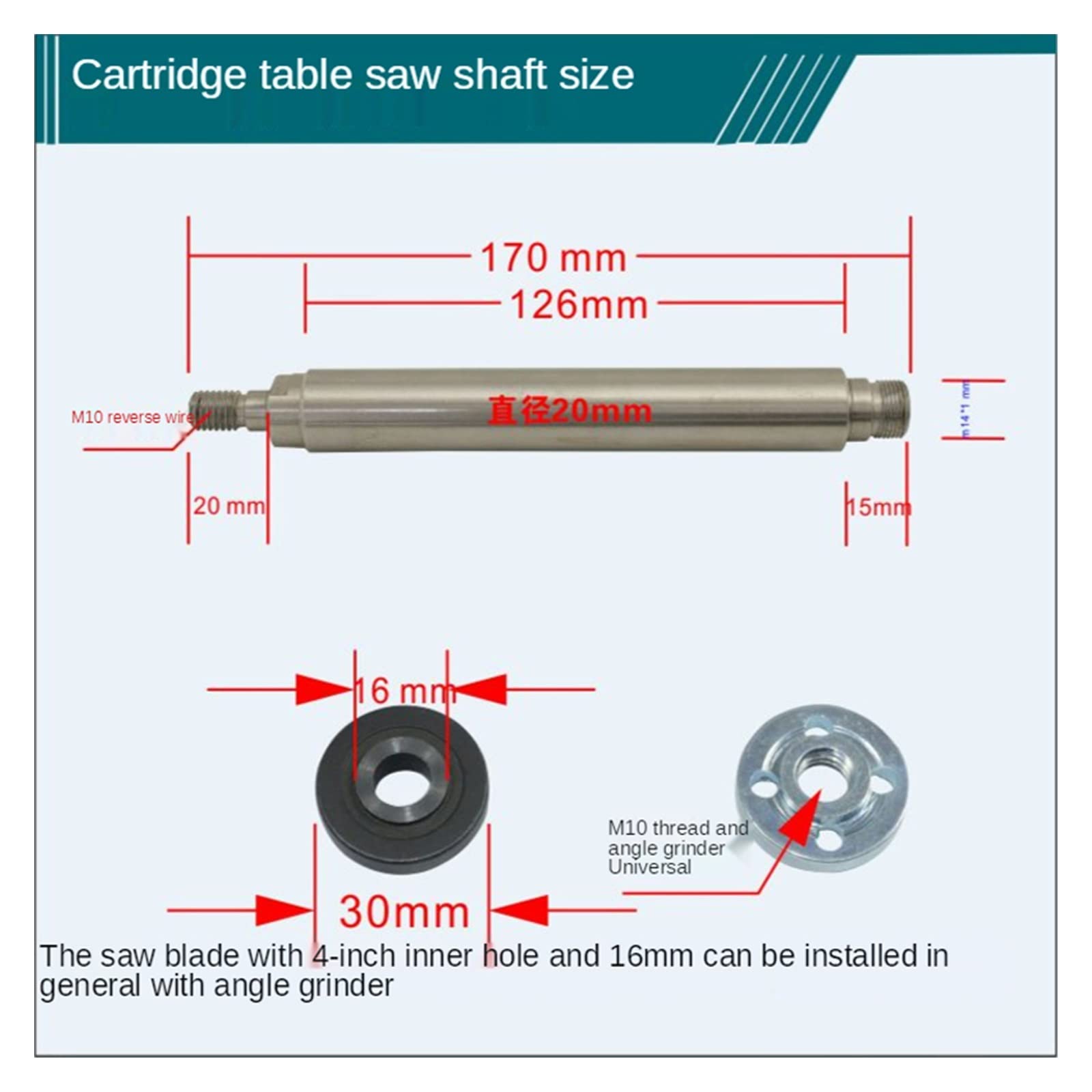 2 rodamientos y eje M14x1mm M14 170mm x 20mm for Mini cartucho de mandril de torno K0165 K0265 K02-50 K01-63B para profesionales y aficionados al bricolaje