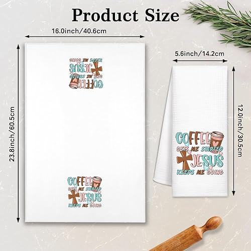 Miniatura 2 de DYJYBMY Coffee Gets Me Started Jesus Keep Me Going - Divertida toalla de cocina religiosa, regalos de fe inspiradores para anfitriona, ama de casa,