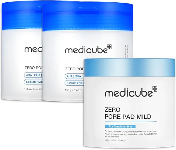 medicube daily toner pads tailored to skin condition: Zero Pore Pads 2.0 (2ea) and Zero Pore Pads Mild 2.0 (1ea)