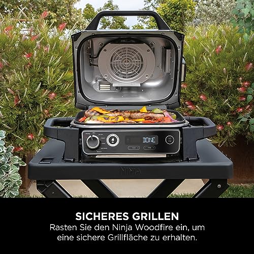 Ninja Woodfire Klappbarer Grillständer, kompatibel mit Ninja Woodfire Elektro-Outdoor-Grill (OG700-Serie), offizielles Zubehör, Schwarz/Grau XSKGRLLSTDEUK