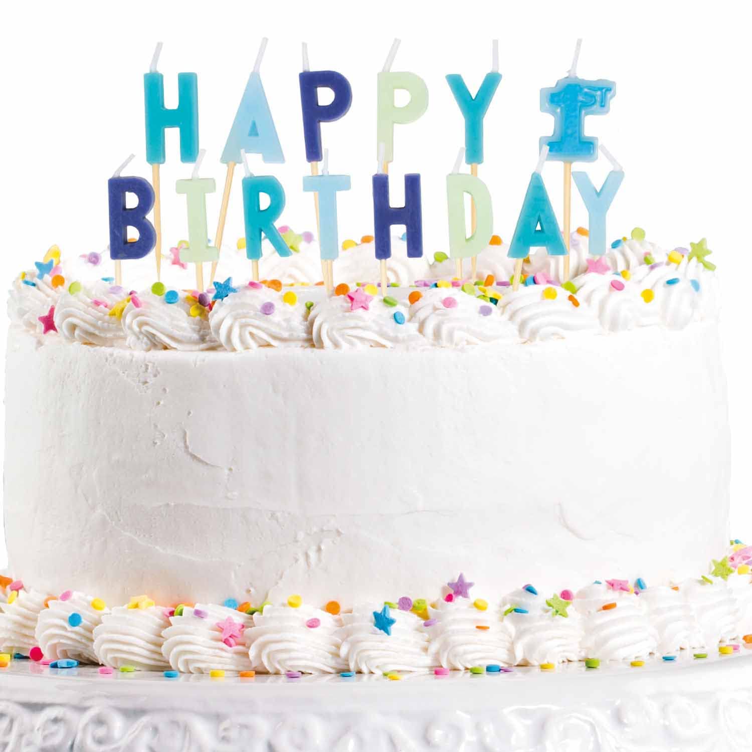 Amscan 9911947 - Happy 1st Birthday Blue Pick Cake Candles - 12 Pieces