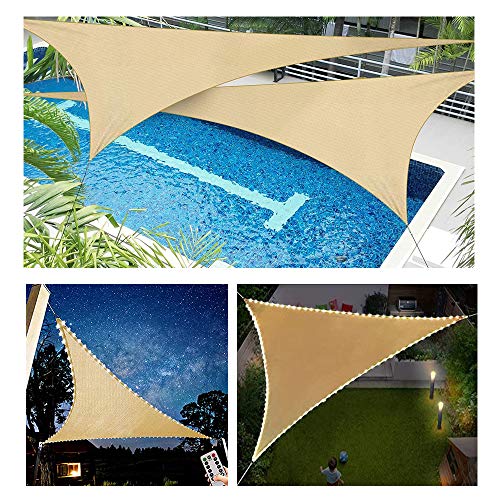 ☆ Baldacchino a triangolo per ombrelloni: protezione UV fino al 95% e tasso di ombreggiamento del 90%. Puoi ottenere una maggiore percentuale di ombreggiatura per il tuo mazzo in cortile, piscina e stagno, pergola, recinto con sabbia.