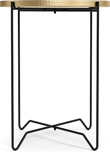 Miniatura 5 de SIMPLIHOME Layton Moderna mesa auxiliar redonda de metal de 19 pulgadas de ancho en color verde azulado, para sala de estar y dormitorio