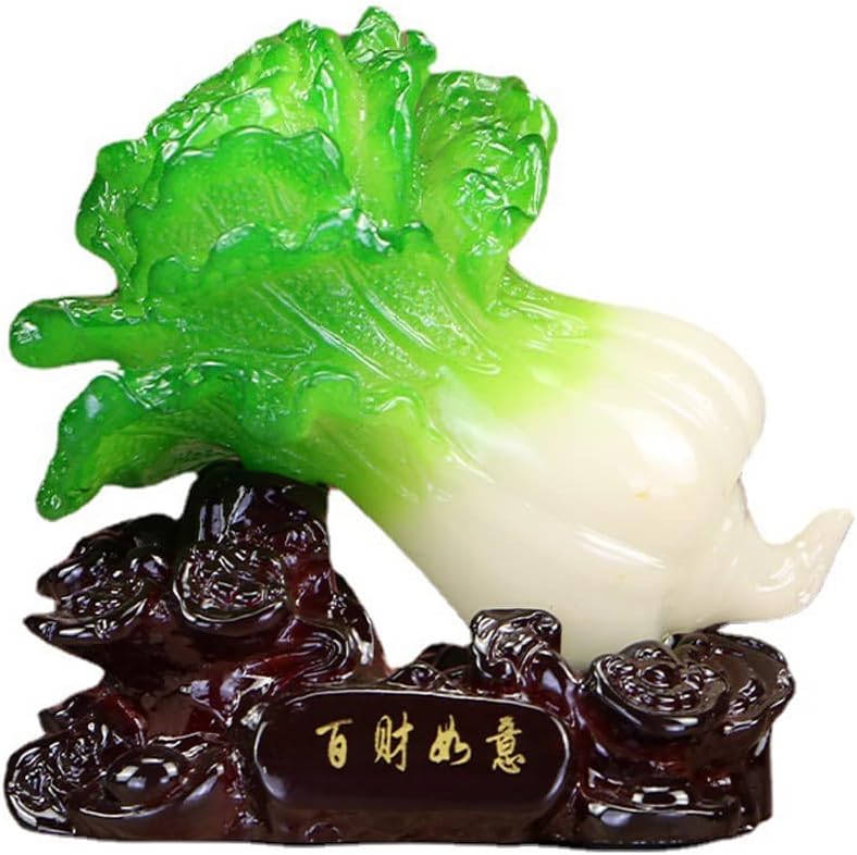 Housewarming New Home Gift Jade Cabbage Figurines Lucky Statue Ornaments for Wealth Luck Feng