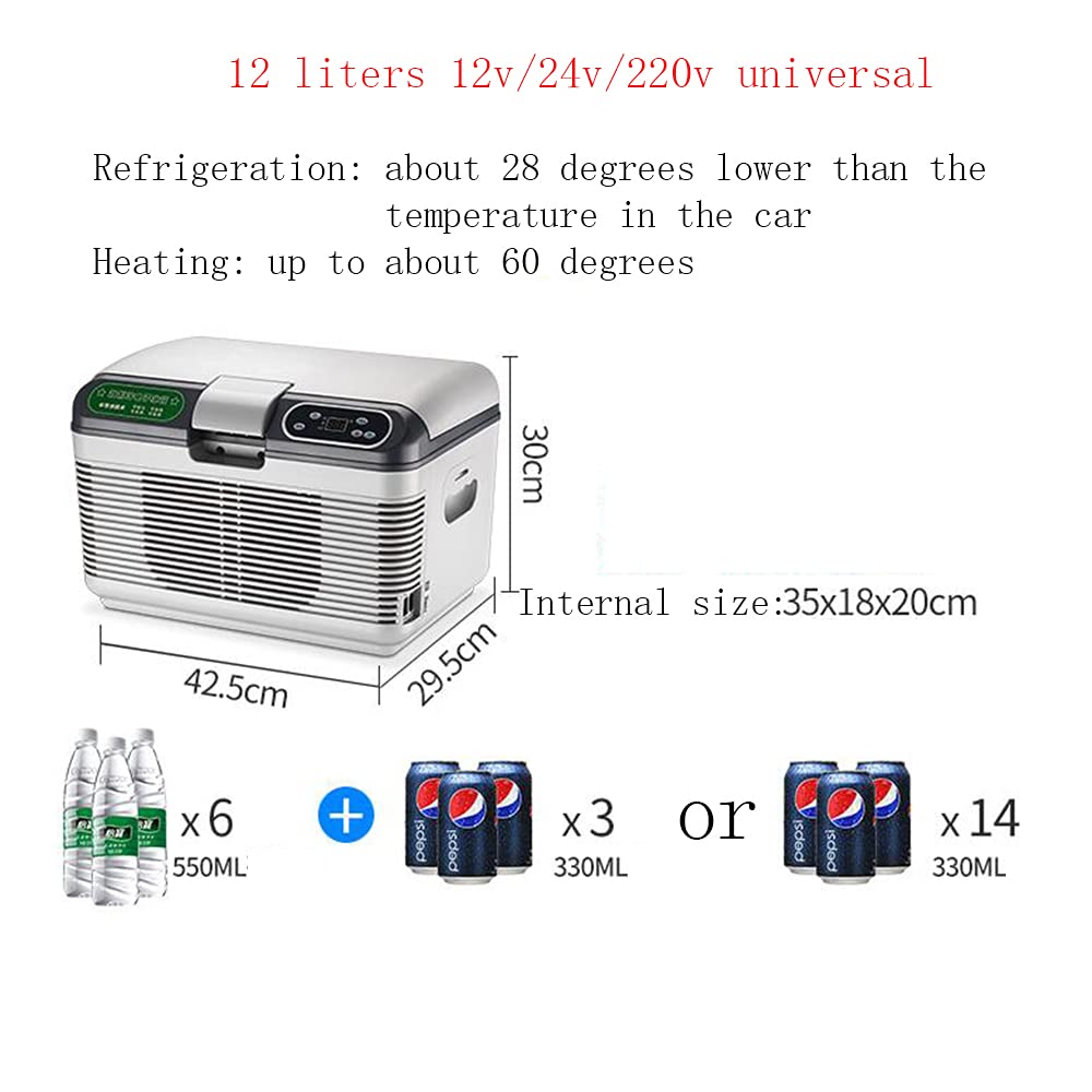 XIAOLIN Lodówka Samochodowa Przenośna 12/24 V / 220v 12 Lith Mini Lodówka Zamrażarka Car Lodówka Ogrzewanie I Chłodzenie, Elektryczne Chłodnica Box Do Camping, Campervan, Pojazd, Truck, Rv, łódź, Podr