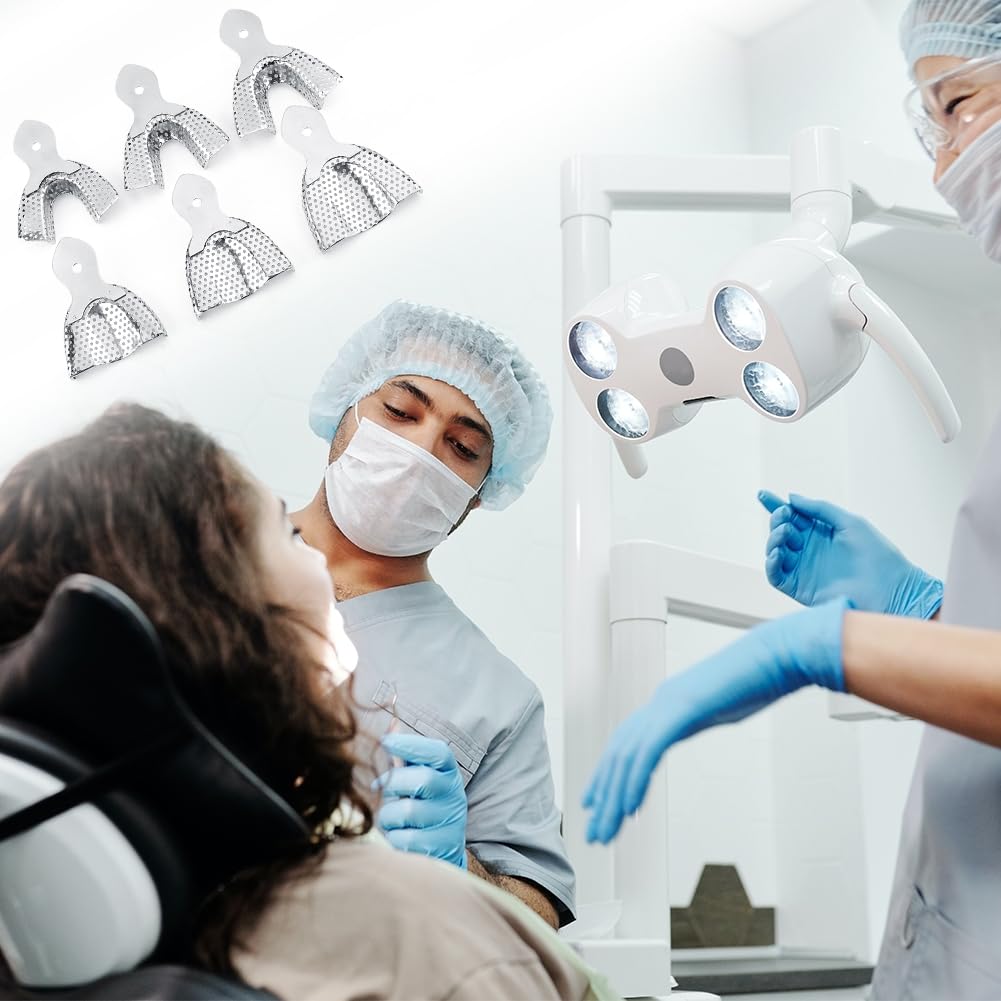 Vassoi Dentali per Impronte in Acciaio Set Morso Dentale Arco Completo Superiore e Inferiore Stampi Denti Inossidabile