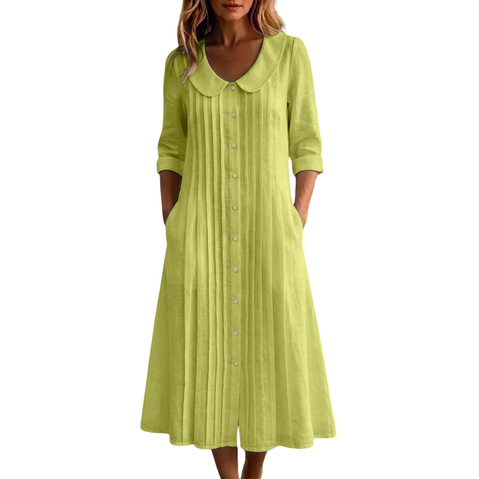 Vestido de lino para mujer, vestido de playa para mujer, vestido de