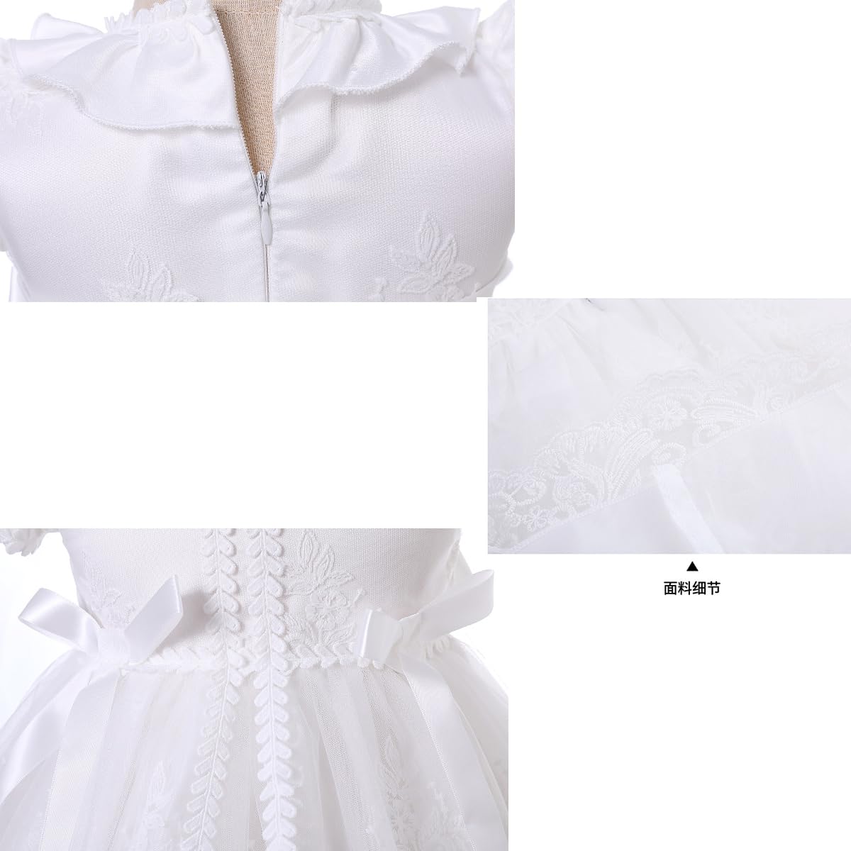 Vestido de bautizo para bebé y niña, con bordado floral, con capó