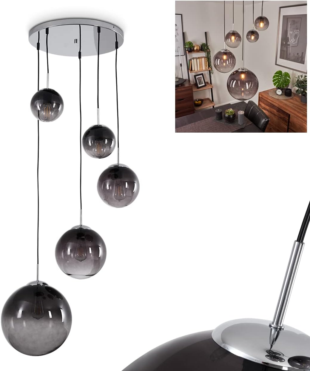 Industrielle Pendelleuchte Im Retro-Design – Metall-Kronleuchter Mit Reduzierplatte, E27 Fassung, Für Edison-Lampen (gelbes Messing)