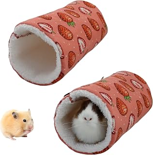 2 Pack Hamster Hanging Tunnel Tube, Plush Hamster Hideout House Cave Soft Warm Hammock Sleeping Bed Nest, Washable Cozy Small Animal Pet Tunnels Cage Accessories for Dwarf Mouse Mice Gerbils