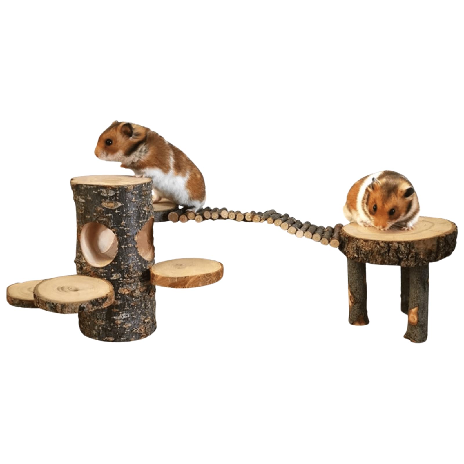 Juguete de plataforma de madera para hámster, escalera de madera segura para actividades de parque infantil para mascotas, conejillo de indias, puente de escalada, escondite de hámster