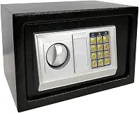 Cofre Eletrônico Digital em Aço Com Teclado e Chave Reserva (PRETO, MEDIO 31X20X20 CM)