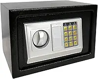 Cofre Eletrônico Digital em Aço Com Teclado e Chave Reserva (PRETO, MEDIO 31X20X20 CM)
