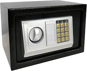 Cofre Eletrônico Digital em Aço Com Teclado e Chave Reserva (PRETO, MEDIO 31X20X20 CM)