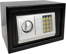 Cofre Eletrônico Digital em Aço Com Teclado e Chave Reserva (PRETO, MEDIO 31X20X20 CM)