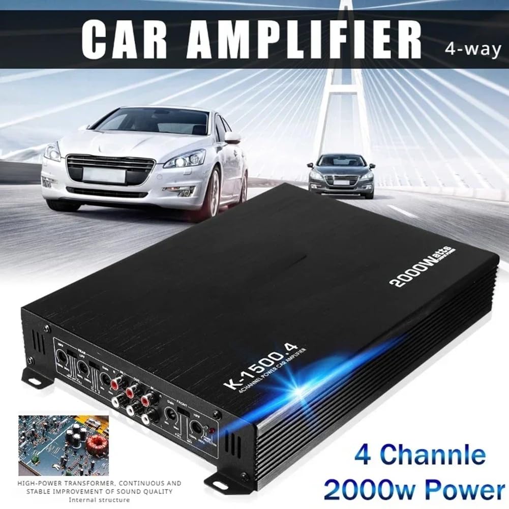 Amplificador Osmond Para Coche Clase AB De 4 Canales, 4x80W - Potencia Estable Para Puertas Y Subwoofer