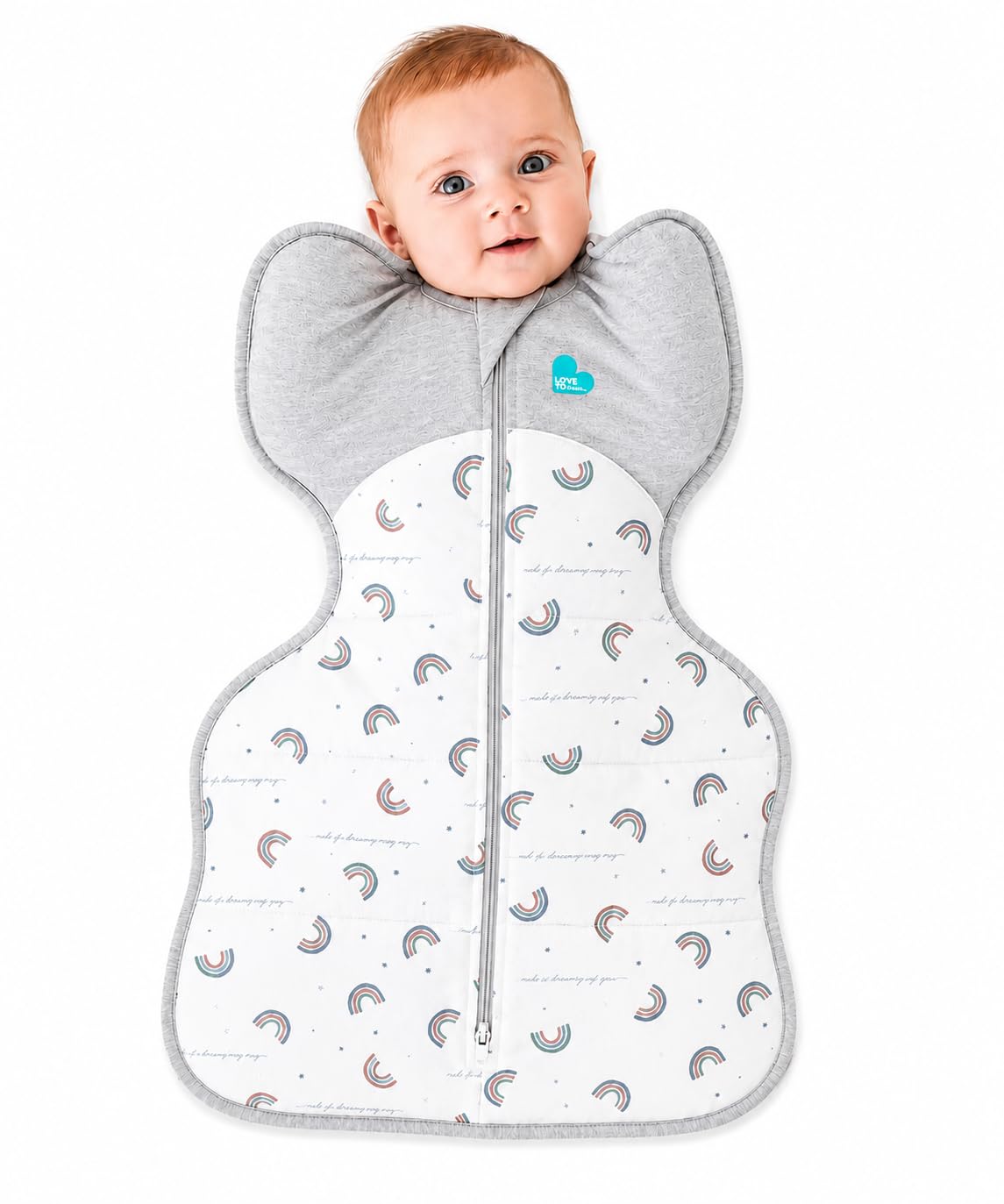 Love to Dream Warm Swaddle UP 2.5 TOG Baby Sleep Sack for Autumn & Winter | Arms Up Position for Self-Soothing, Secure Fit Calms Startle Reflex | Medium 13–19 lbs, White Rainbow Dream White Rainbow Dream Medium (13-19 lbs.)