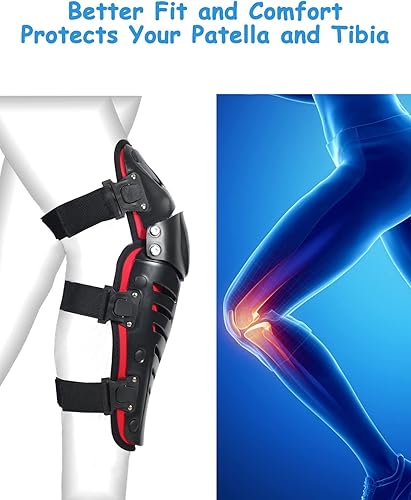 Miniatura 8 de Chaqueta protectora para motocicleta, rodilleras ajustables de 3 secciones, 1 par, protector de pecho de columna vertebral con protección para la